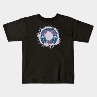 Headphones Art, Blue & Purple Vintage Kids T-Shirt